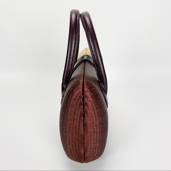 Le Sac Ombré Hard Body Woven Handbag Rust Ombre - Picture 2 of 8